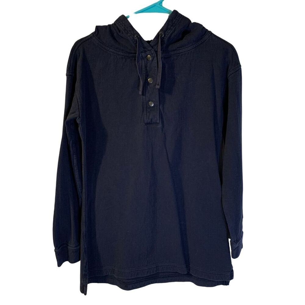 Patagonia Womens Misty Meadow Tunic Henley Hoodie Size S Navy Blue Retro Snap Up